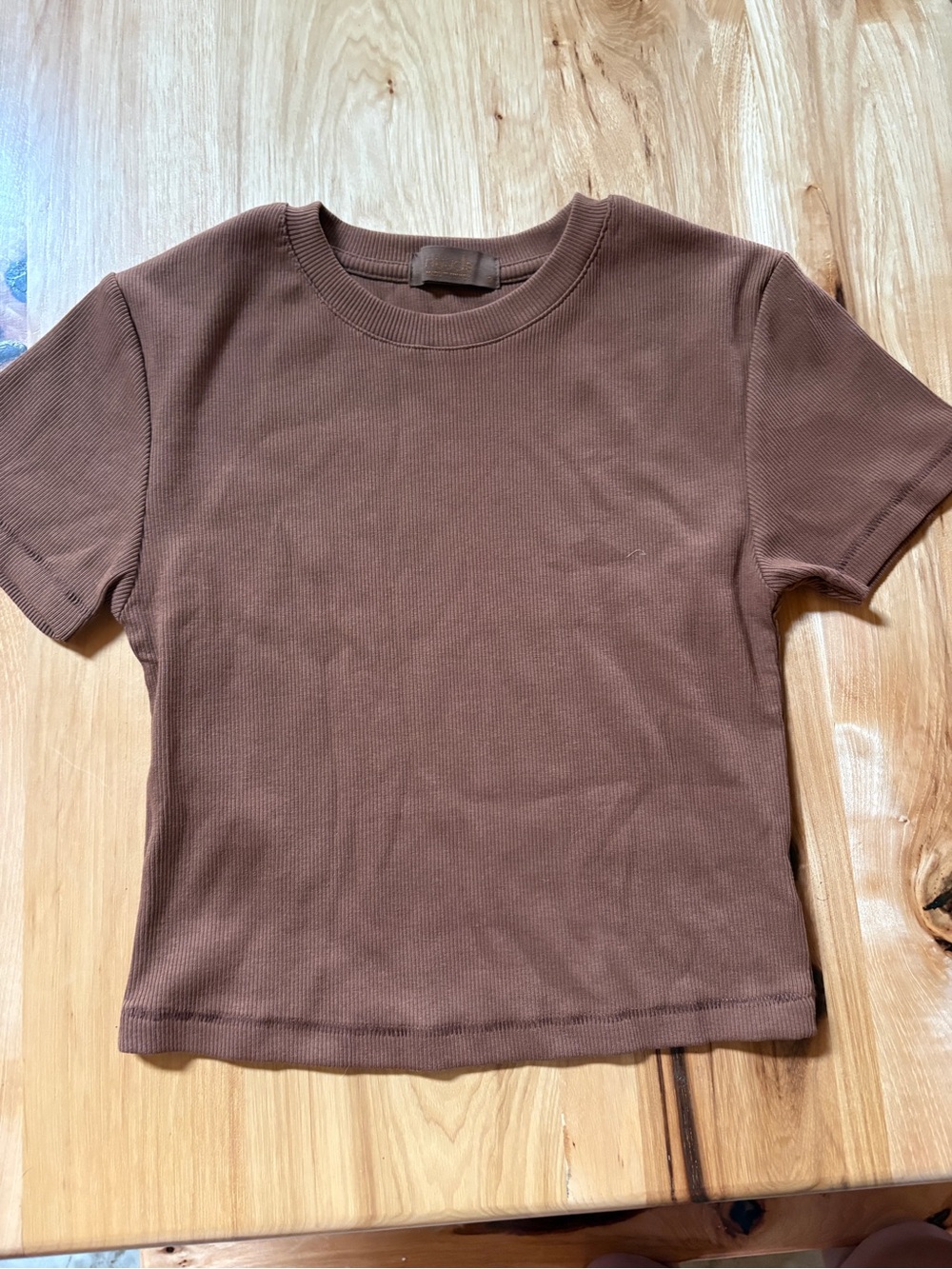 nuuds Brown Short Sleeve Ribbed Tee